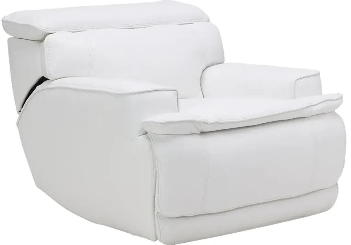 Maddox White Leather Dual Power Recliner