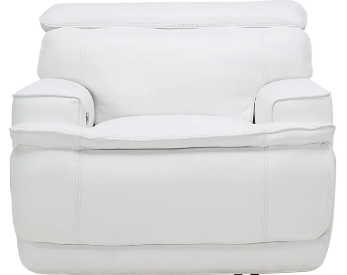 Maddox White Leather Dual Power Recliner