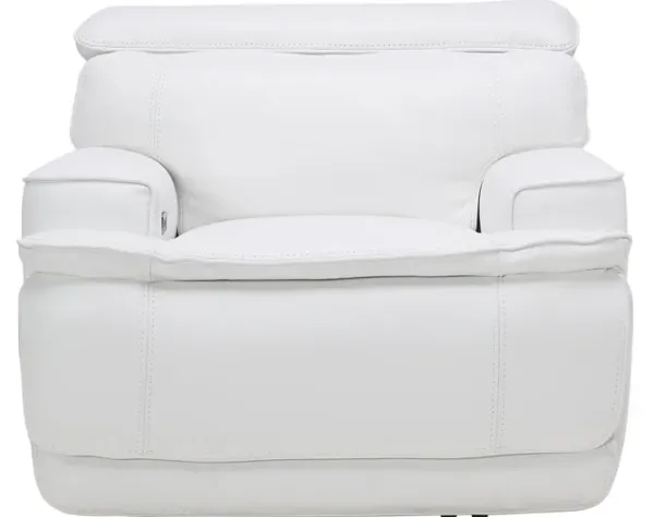 Maddox White Leather Dual Power Recliner