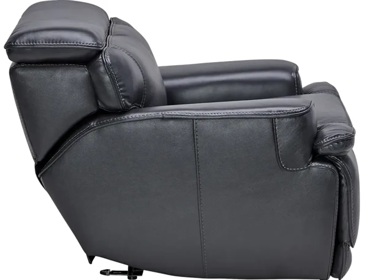 Maddox Navy Leather Dual Power Recliner