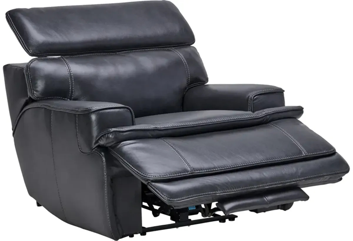 Maddox Navy Leather Dual Power Recliner