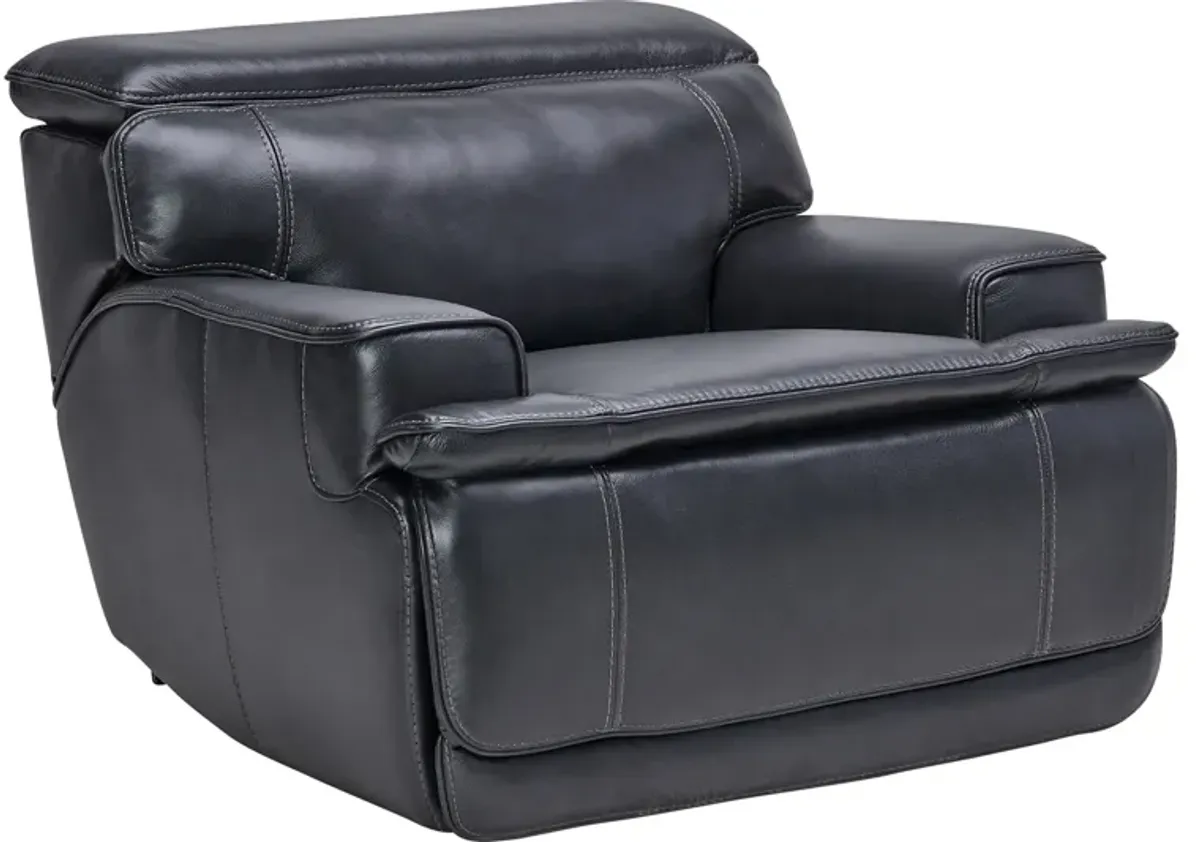 Maddox Navy Leather Dual Power Recliner