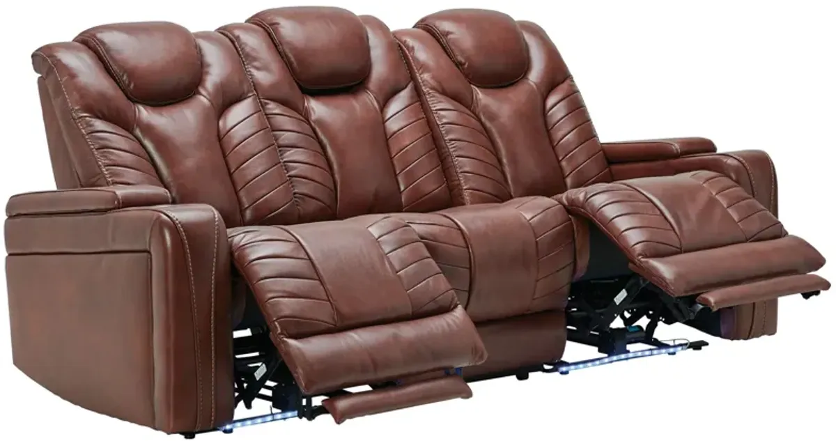 Viper Chestnut Dual Power Leather Reclining Sofa