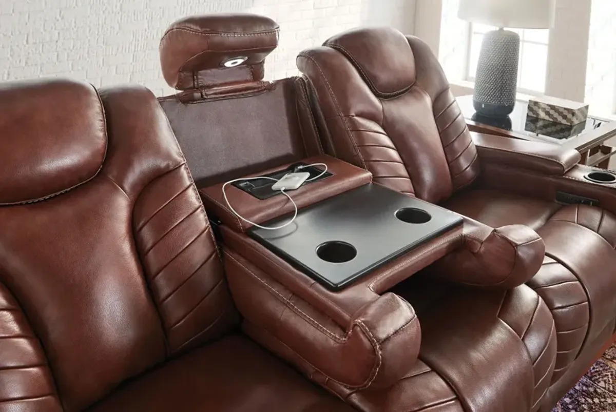 Viper Chestnut Dual Power Leather Reclining Sofa