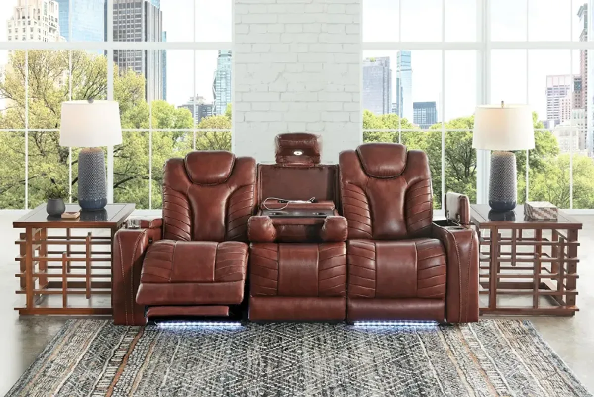 Viper Chestnut Dual Power Leather Reclining Sofa