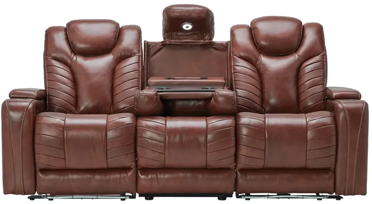 Viper Chestnut Dual Power Leather Reclining Sofa