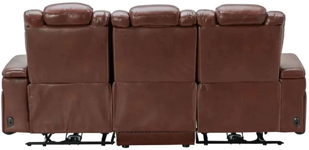 Viper Chestnut Dual Power Leather Reclining Sofa