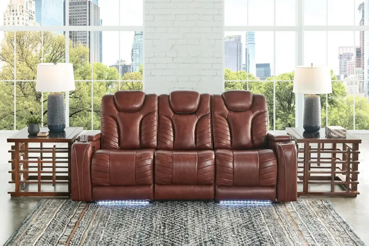 Viper Chestnut Dual Power Leather Reclining Sofa