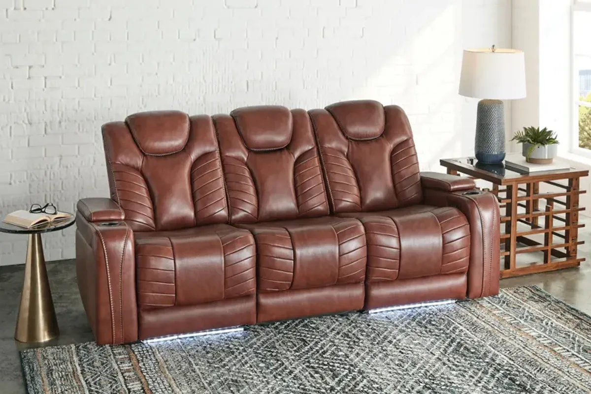 Viper Chestnut Dual Power Leather Reclining Sofa