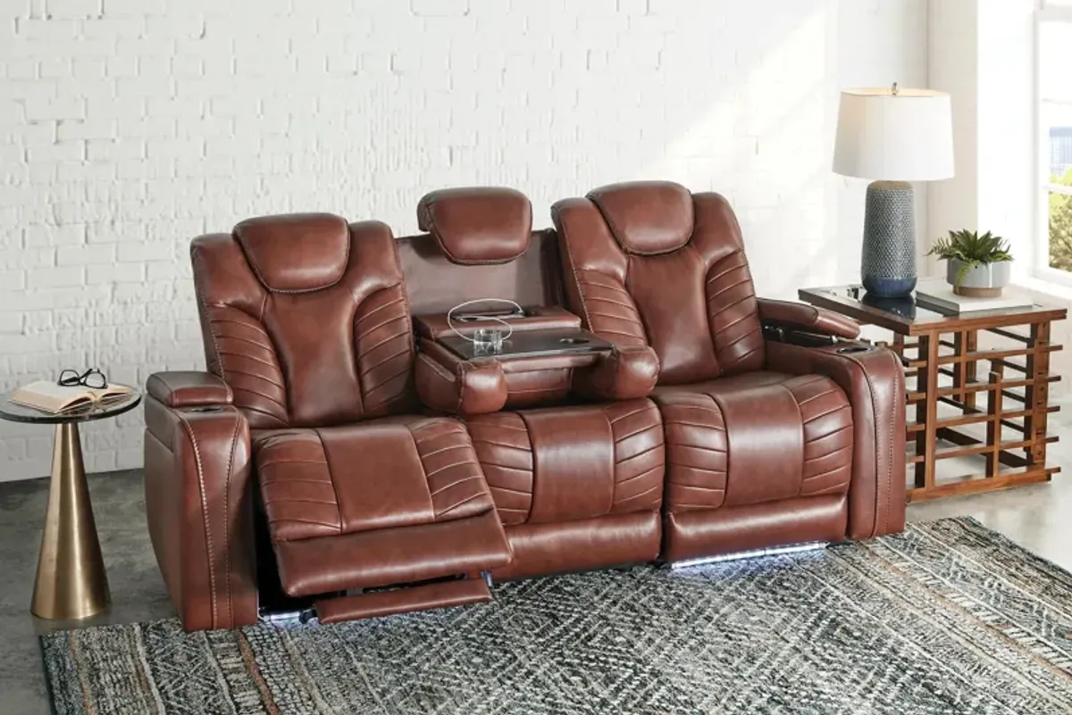 Viper Chestnut Dual Power Leather Reclining Sofa