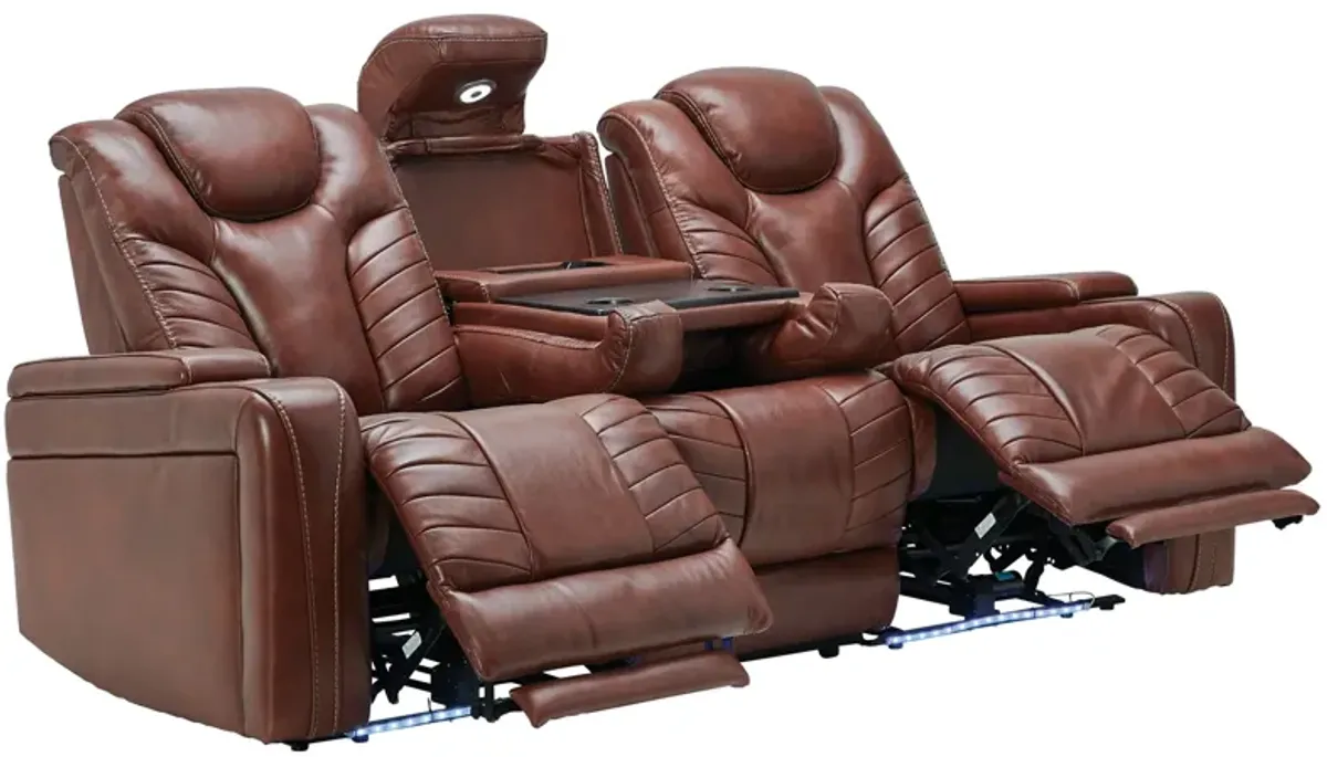 Viper Chestnut Dual Power Leather Reclining Sofa