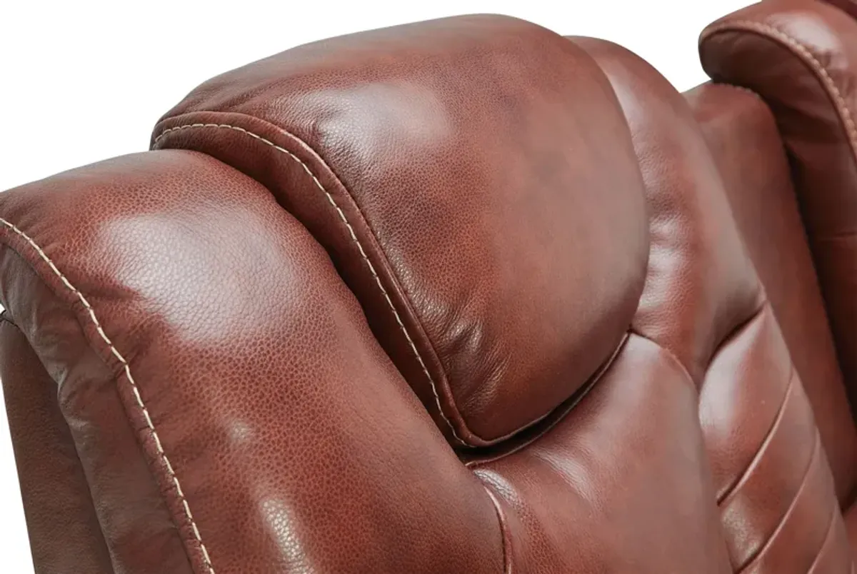 Viper Chestnut Dual Power Leather Reclining Sofa