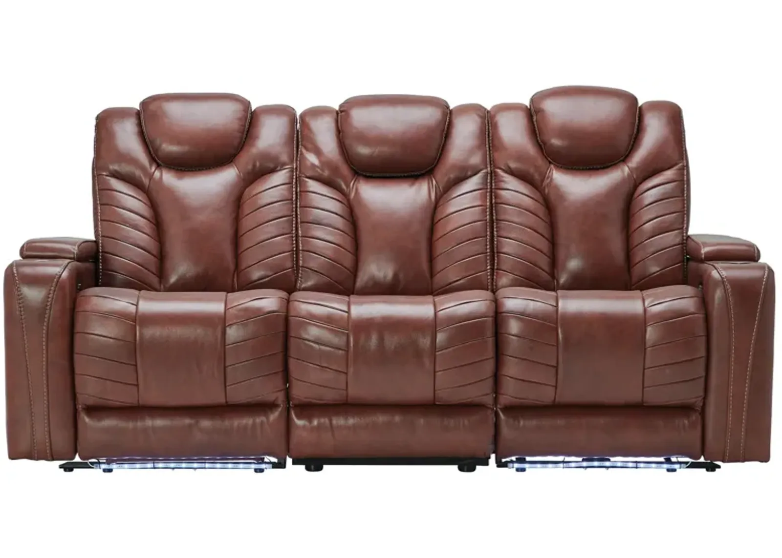 Viper Chestnut Dual Power Leather Reclining Sofa