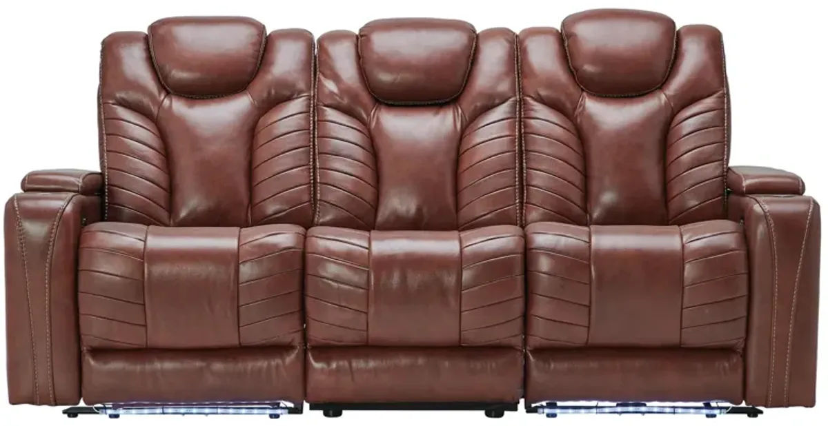 Viper Chestnut Dual Power Leather Reclining Sofa