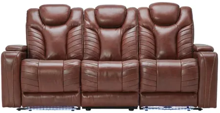 Viper Chestnut Dual Power Leather Reclining Sofa