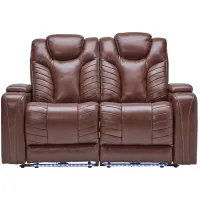 Viper Chestnut Dual Power Leather Reclining Loveseat