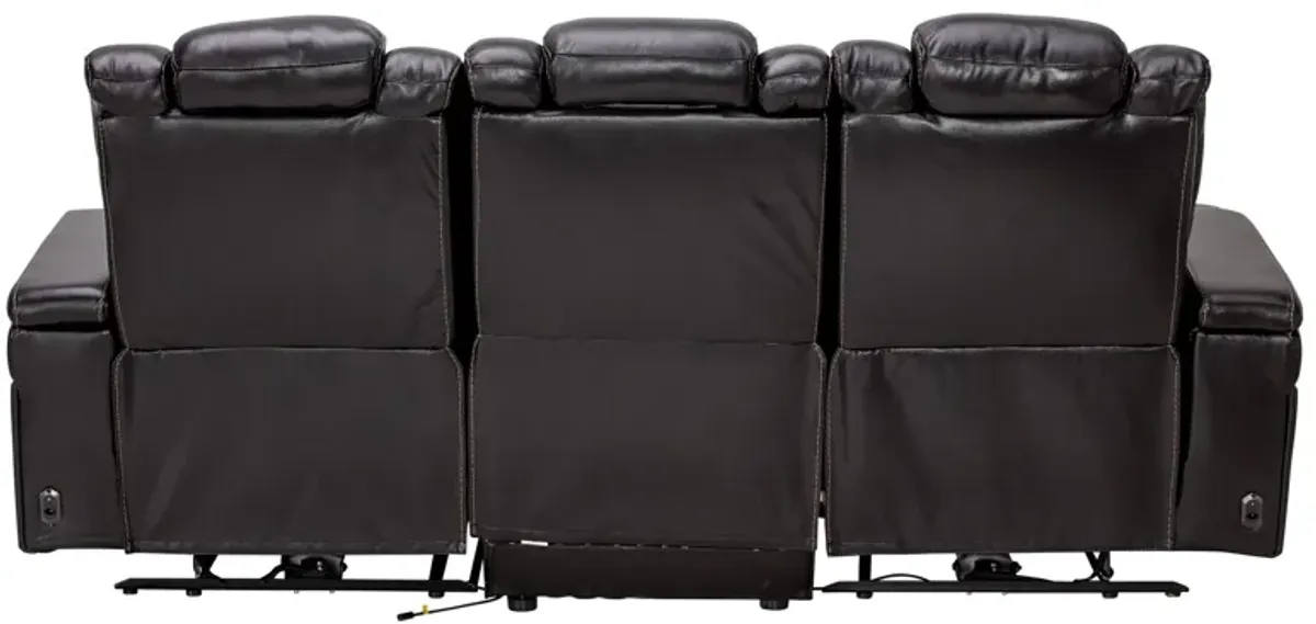 Viper Black Dual Power Leather Reclining Sofa