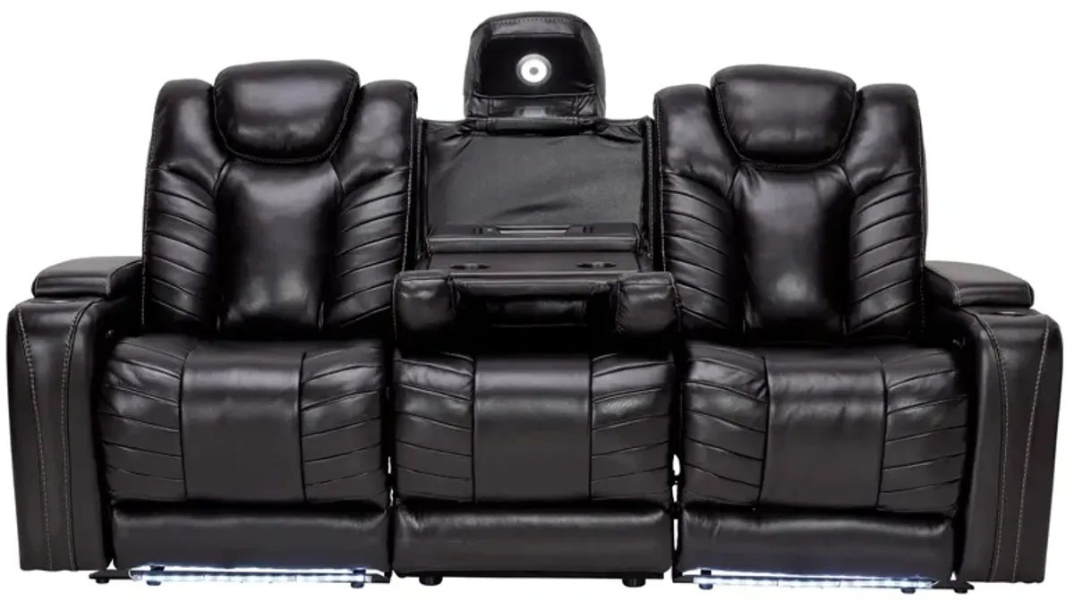 Viper Black Dual Power Leather Reclining Sofa