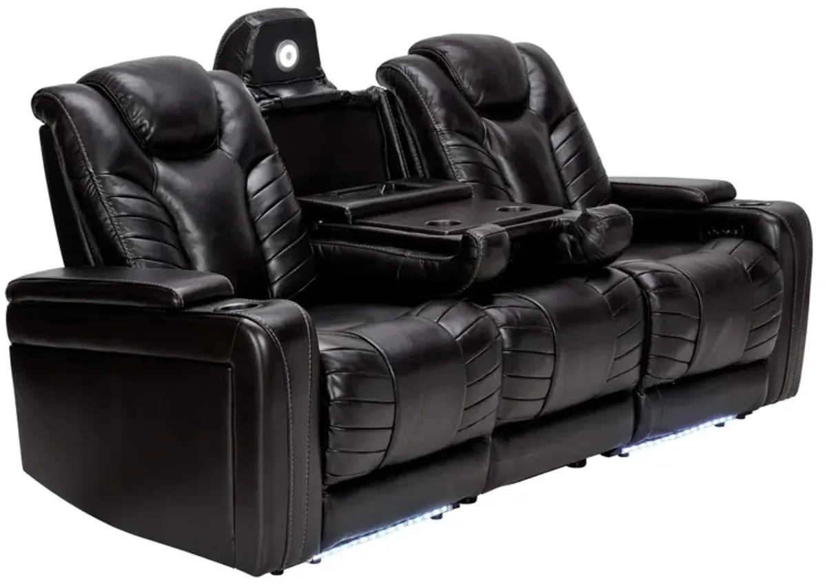 Viper Black Dual Power Leather Reclining Sofa