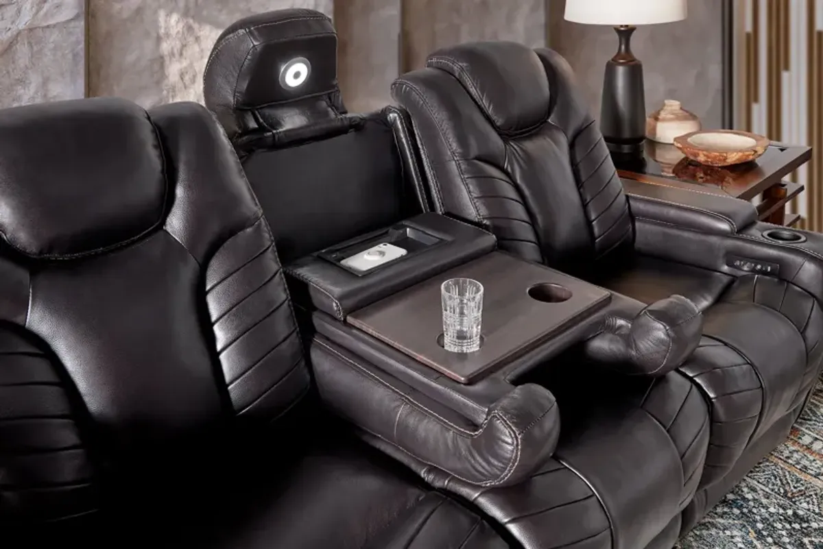 Viper Black Dual Power Leather Reclining Sofa