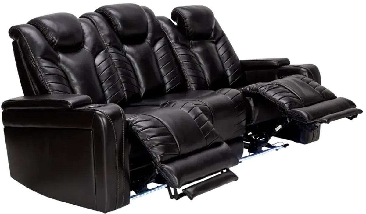 Viper Black Dual Power Leather Reclining Sofa