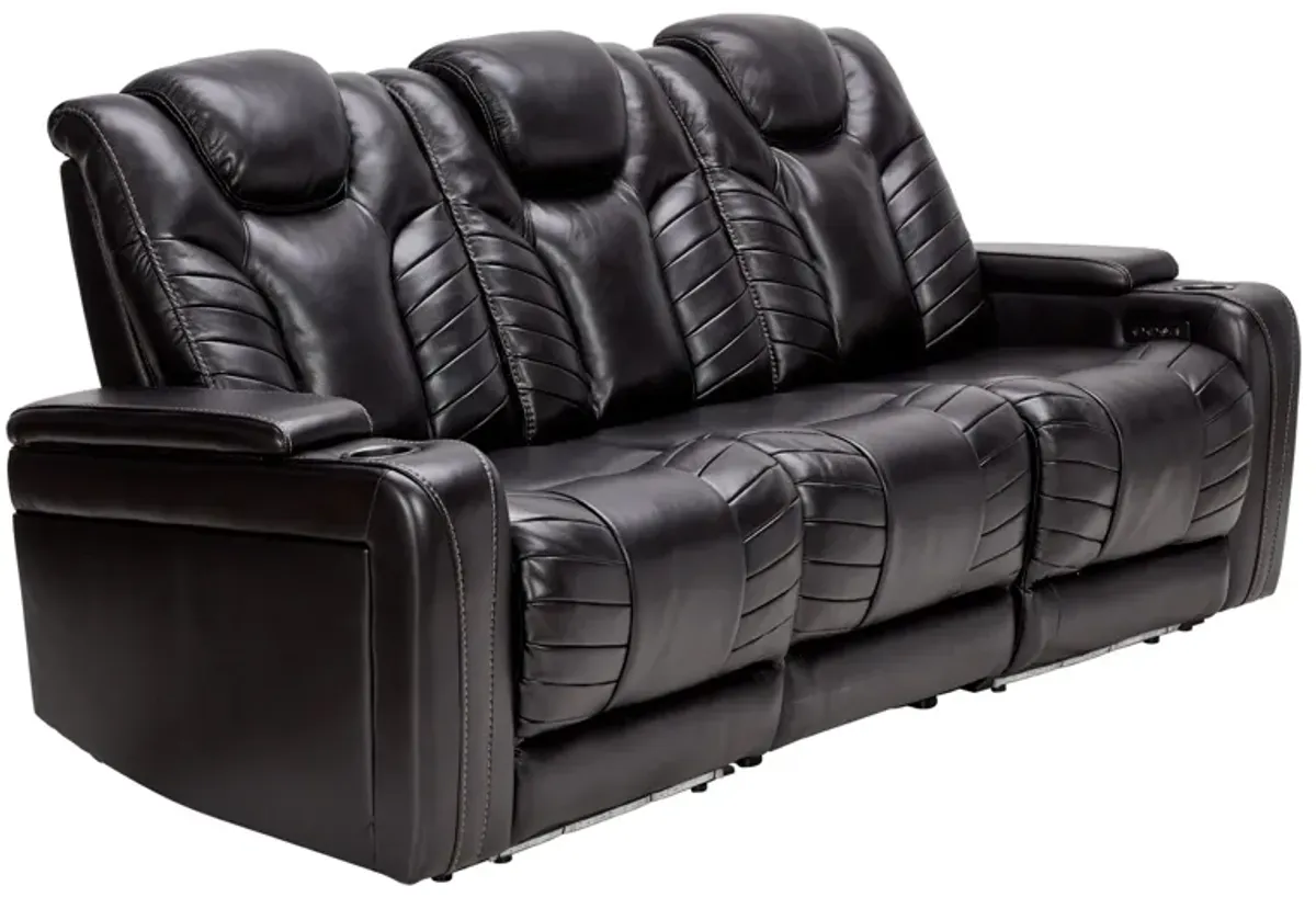 Viper Black Dual Power Leather Reclining Sofa