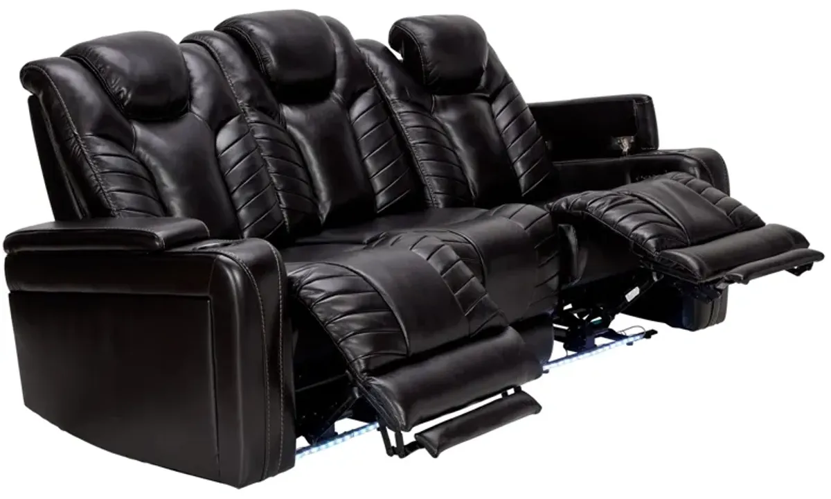 Viper Black Dual Power Leather Reclining Sofa