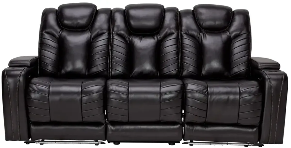 Viper Black Dual Power Leather Reclining Sofa