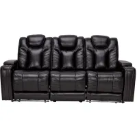 Viper Black Dual Power Leather Reclining Sofa