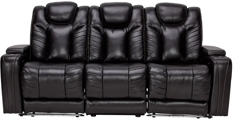 Viper Black Dual Power Leather Reclining Sofa