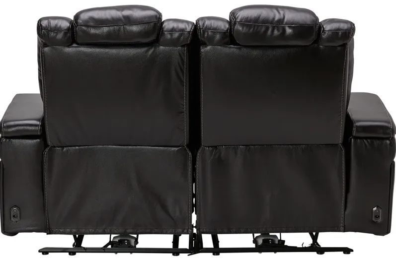 Viper Black Dual Power Leather Reclining Loveseat