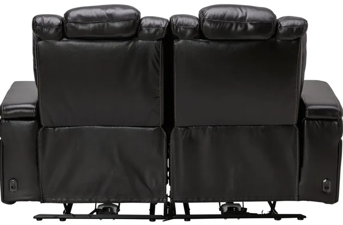 Viper Black Dual Power Leather Reclining Loveseat