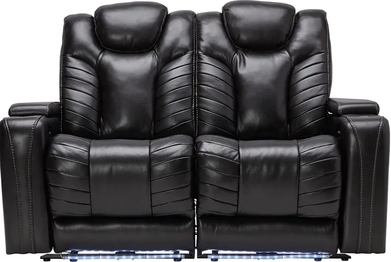 Viper Black Dual Power Leather Reclining Loveseat