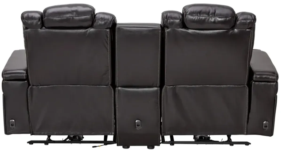 Viper Black Dual Power Leather Reclining Console Loveseat