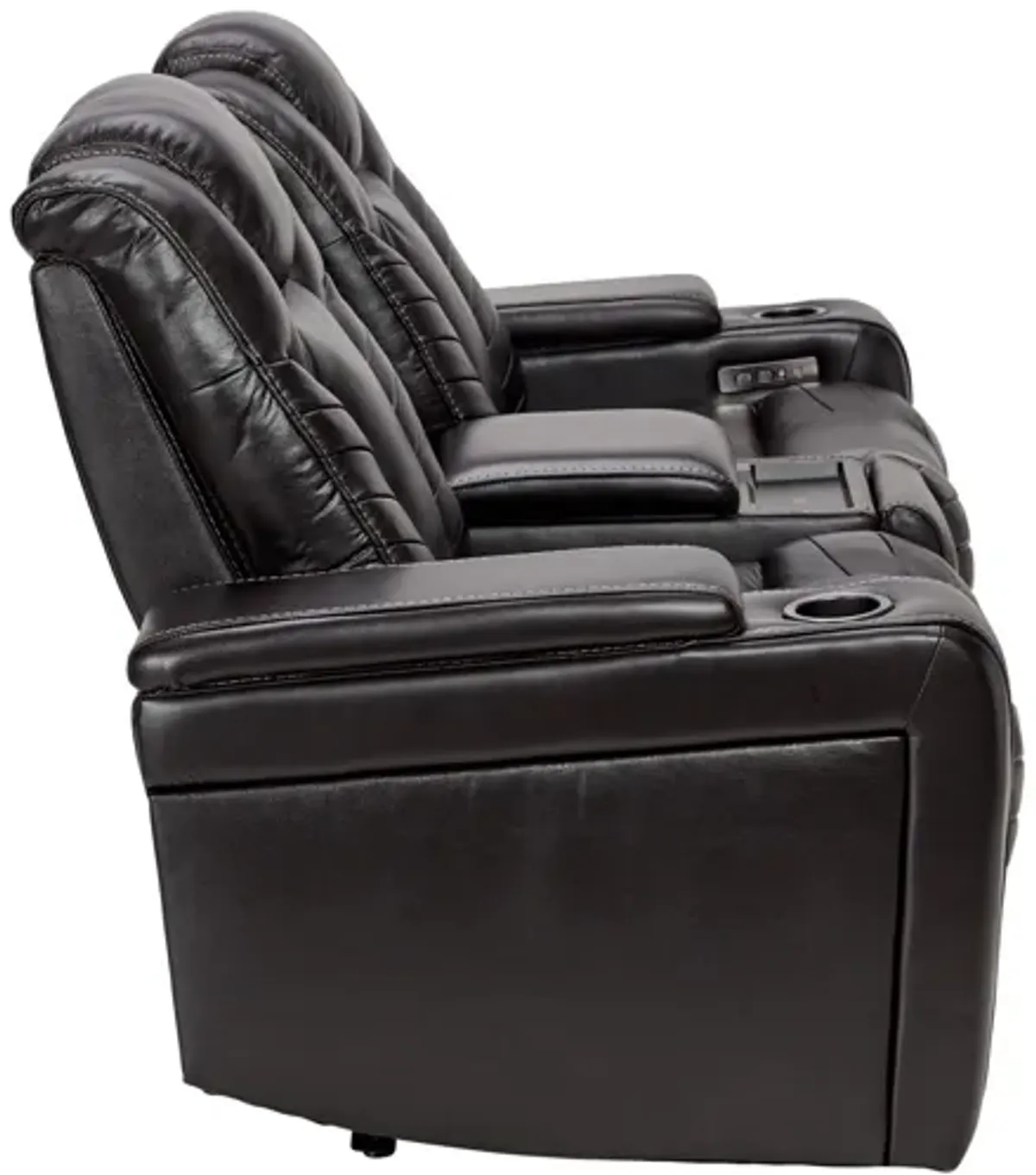 Viper Black Dual Power Leather Reclining Console Loveseat