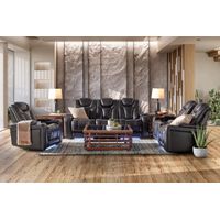Viper Black Dual Power Leather Reclining Console Loveseat