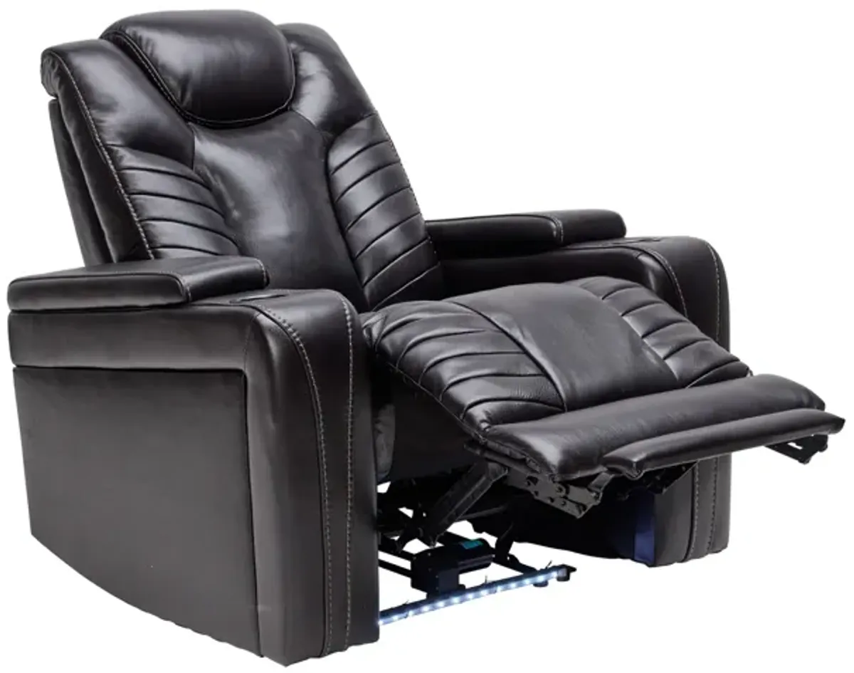 Viper Black Leather Dual Power Recliner