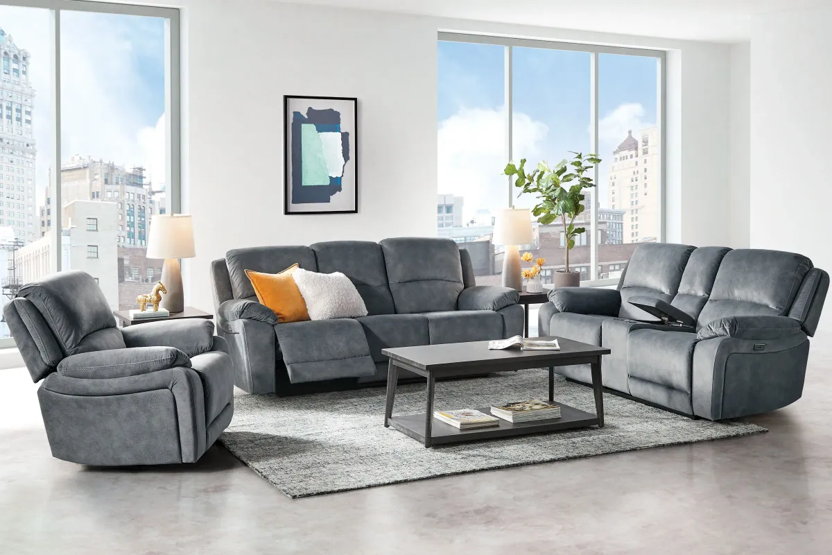 Carter Steel Power Reclining Sofa