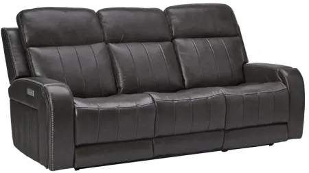 Maverick Steel Audio Triple Power Leather Reclining Sofa