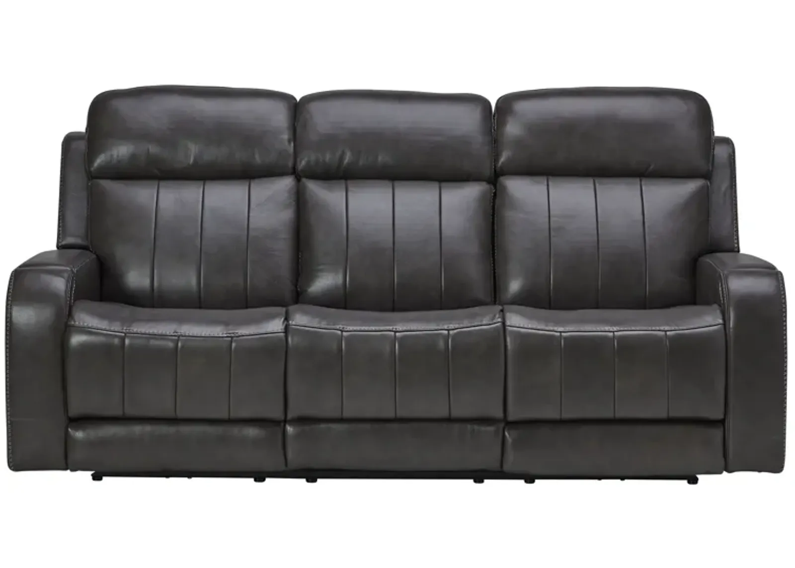 Maverick Steel Audio Triple Power Leather Reclining Sofa