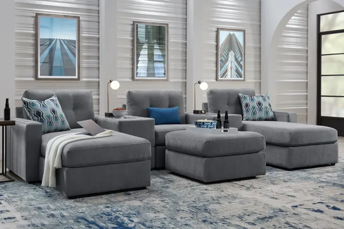 ModularOne Granite 5-Piece Sectional with E-Console & Dual Chaise