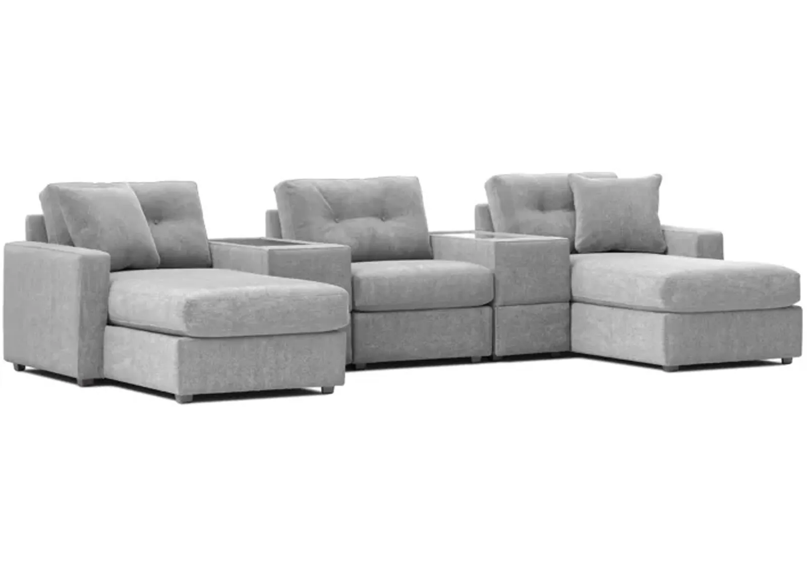 ModularOne Granite 5-Piece Sectional with E-Console & Dual Chaise