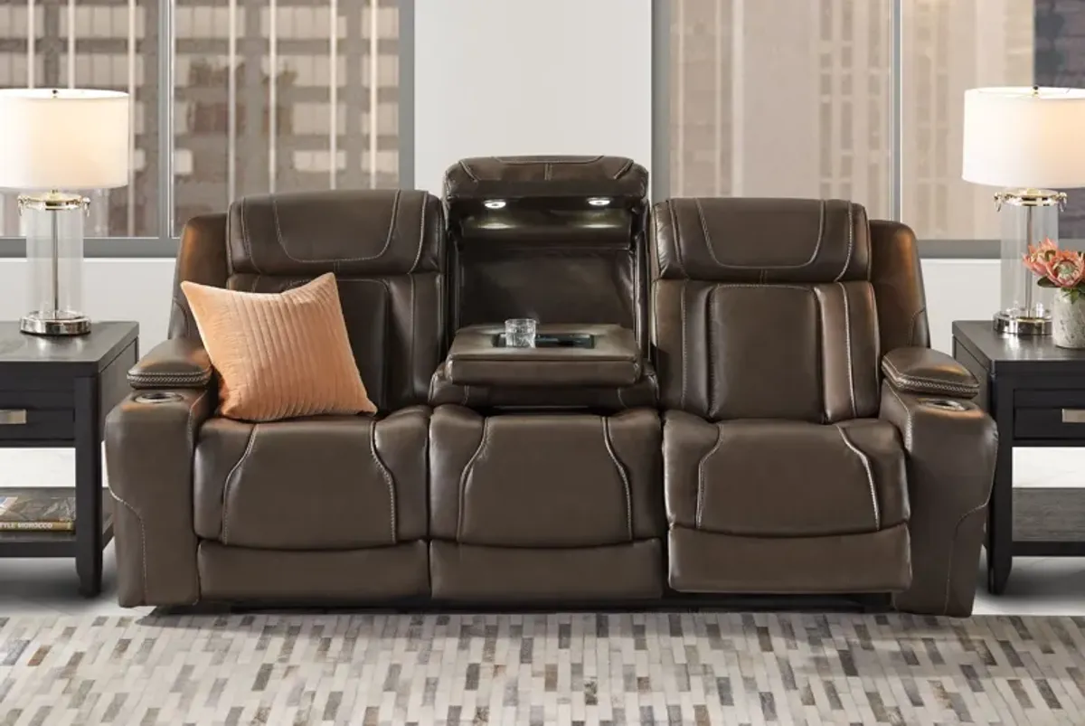 Reed Leather Dual Power Reclining Sofa