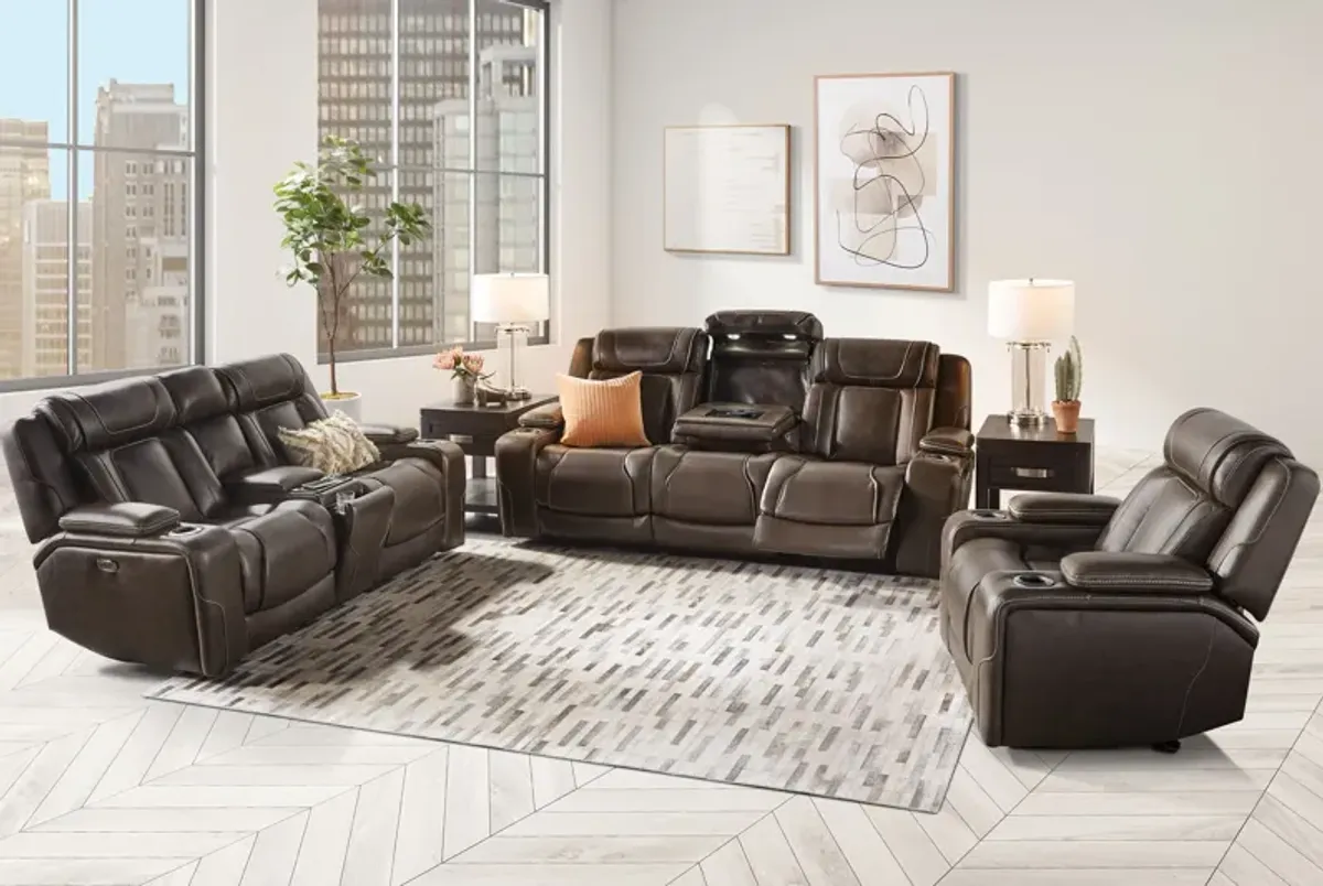 Reed Leather Dual Power Reclining Sofa