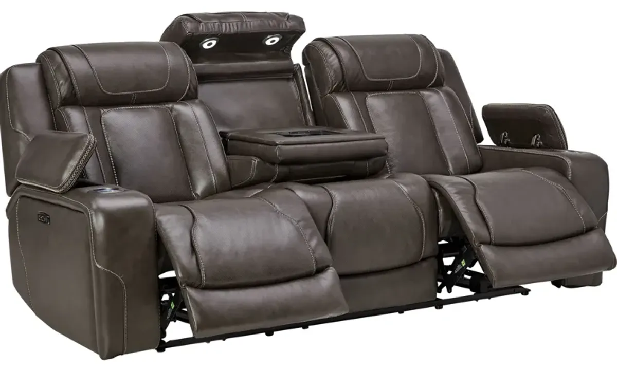 Reed Leather Dual Power Reclining Sofa