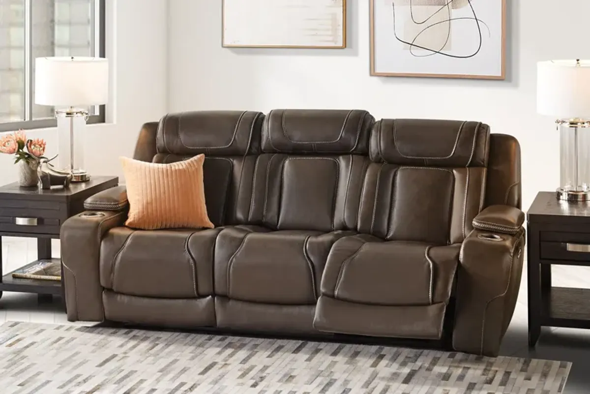 Reed Leather Dual Power Reclining Sofa