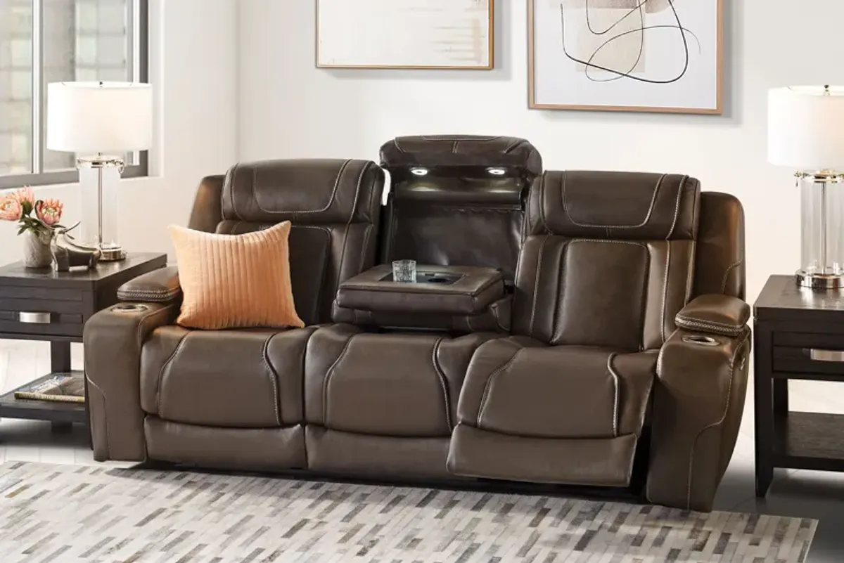 Reed Leather Dual Power Reclining Sofa