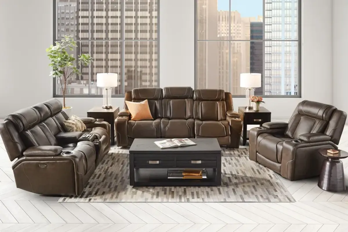 Reed Leather Dual Power Reclining Sofa