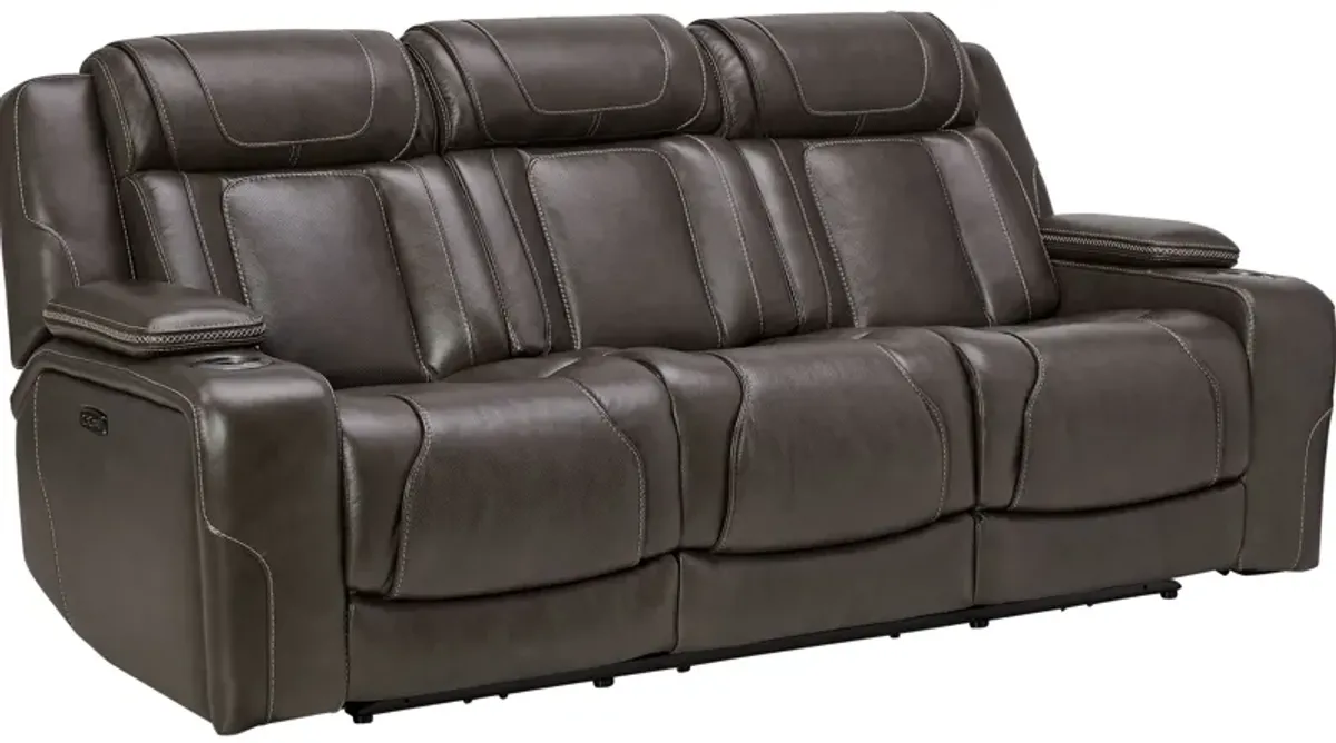 Reed Leather Dual Power Reclining Sofa