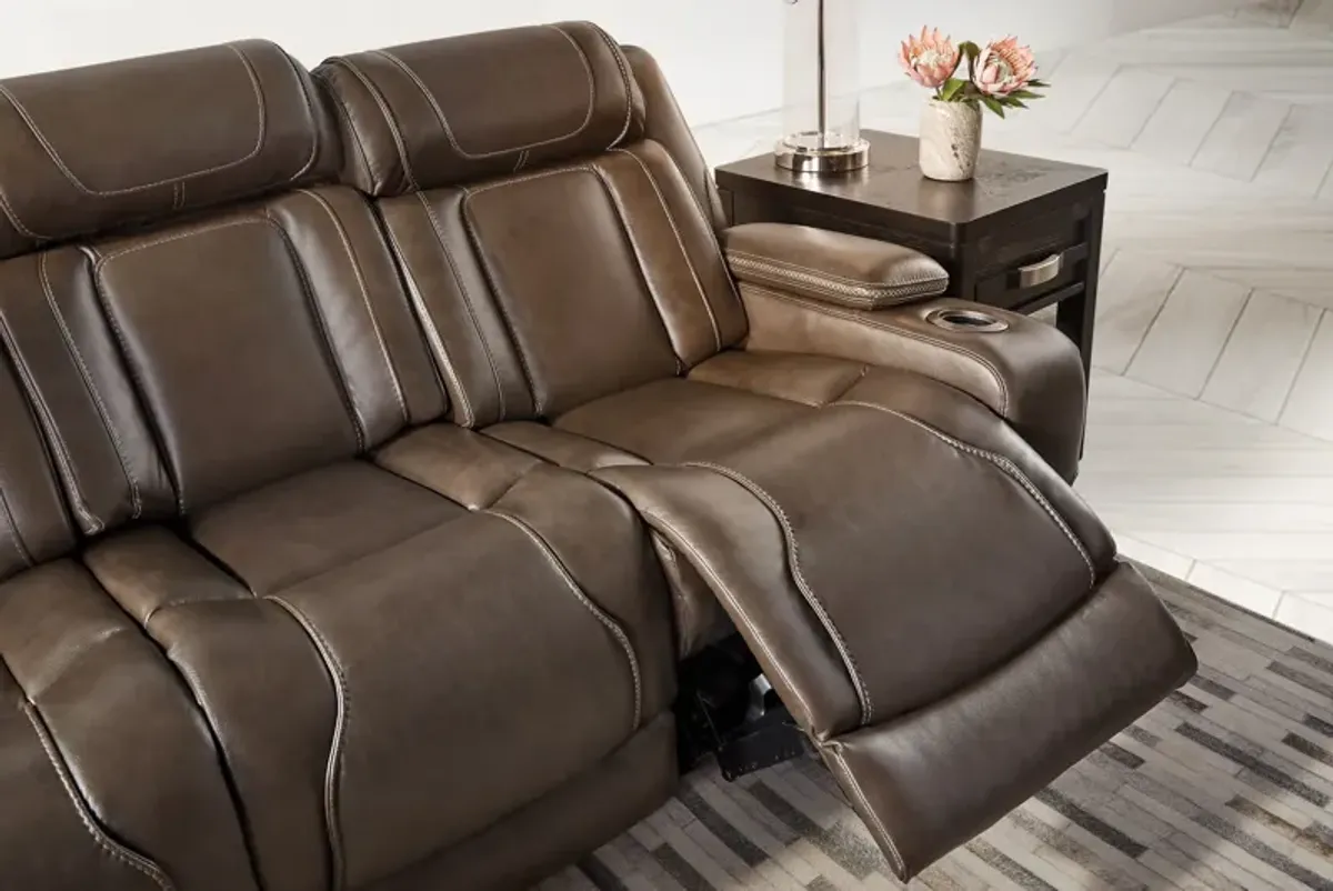 Reed Leather Dual Power Reclining Sofa